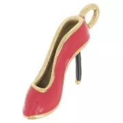 Pendente 21x5 mm con resina epossidica - Acciaio inossidabile 304L Dorato - Rosso x1