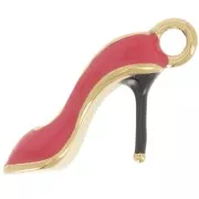 Pendente 21x5 mm con resina epossidica - Acciaio inossidabile 304L Dorato - Rosso x1