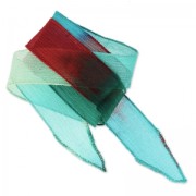 Nastro in seta mm.25 Tie and Dye Meadow Bordeaux/Verde Turchese/Mint x|raw }}