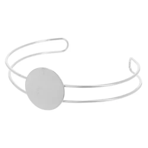 Bracciale plateau 9x165 mm per cabochon rotondo 20 mm - Placcatura argento x1