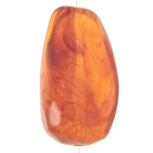 Perle irregolari piatte 28x15 mm in acrilico - Marrone fulvo marmorizzato x6
