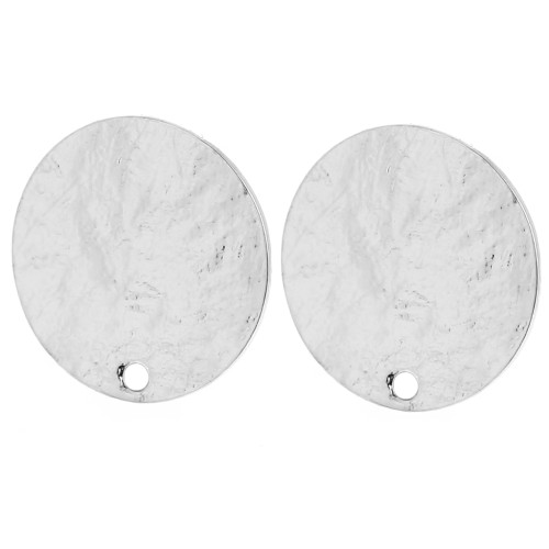 Orecchini tondi 15,5 mm effetto martellato - Placcatura in argento x2