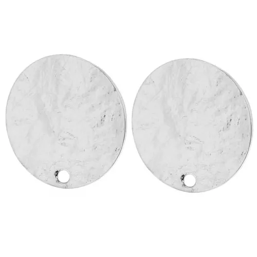 Orecchini tondi 15,5 mm effetto martellato - Placcatura in argento x2