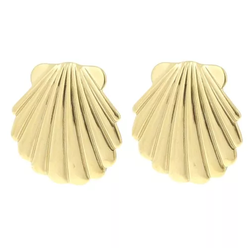 Orecchini a conchiglia da 24 mm - Acciaio inossidabile 304L Dorato x2