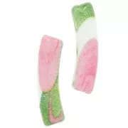 Perline tubolari curve 19x5 mm in acrilico opaco - Motivo floreale - Bianco - Rosa x4