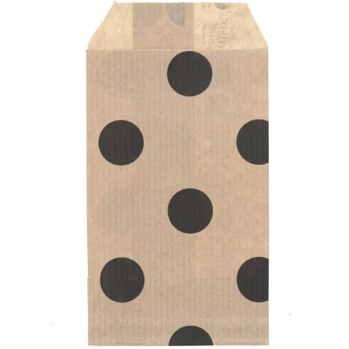 Bustina di carta 7x12 cm - motivo a pois - Kraft - Nero x1
