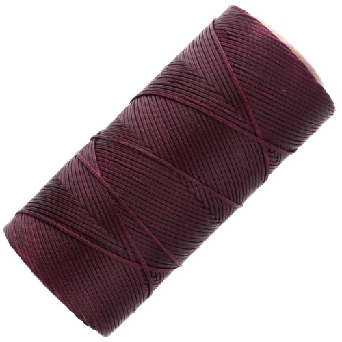 Bobina di filo piatto cerato Linhasita per macramè 1,4 mm - Cherry Black (630) x 130 m
