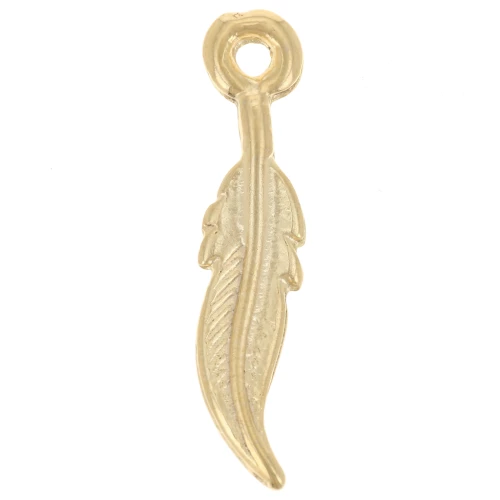 Pendente a forma di piuma 23x5 mm - Dorato con oro fino x1