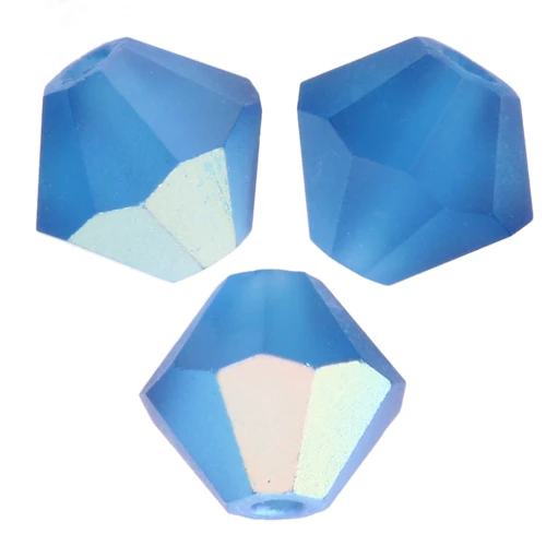 Perle rondelle Preciosa - Biconi 5 mm - Capri Blue AB Matt x12