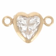 Distanziatore orizzontale a cuore 9x5,5 mm con CZ - Gold filled - Cristallo