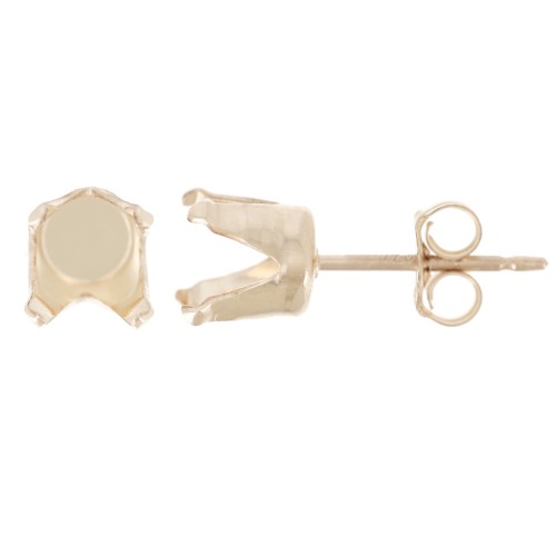 Orecchini a 4 punte per cabochon da 6 mm - Gold filled x2