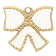 Ciondolo a nodo 15x16 mm in resina epossidica - Acciaio inossidabile 304L Dorato - Crema x1|raw }}