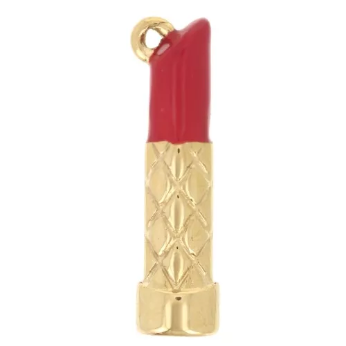 Ciondolo 20x5 mm in resina epossidica - acciaio inossidabile 304L Dorato Rosso x1