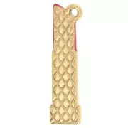 Ciondolo 20x5 mm in resina epossidica - acciaio inossidabile 304L Dorato Rosso x1