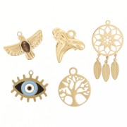 Miscela di Ciondoli epossidici Talismani Exclu Perla - Acciaio inossidabile 304L Dorato x5|raw }}