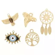 Miscela di Ciondoli epossidici Talismani Exclu Perla - Acciaio inossidabile 304L Dorato x5