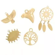 Miscela di Ciondoli epossidici Talismani Exclu Perla - Acciaio inossidabile 304L Dorato x5