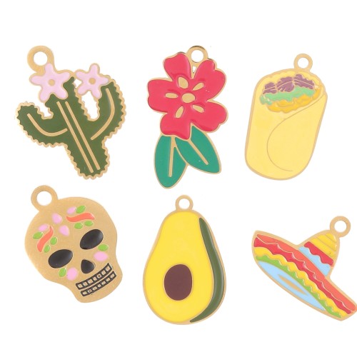 Mix di Ciondoli epossidici - Messico - Exclu Perla - Acciaio inossidabile 304L Dorato x6