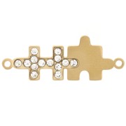 Distanziatore Puzzle 25x9 mm Ossidi di zirconio - Acciaio inossidabile 304L Dorato x1