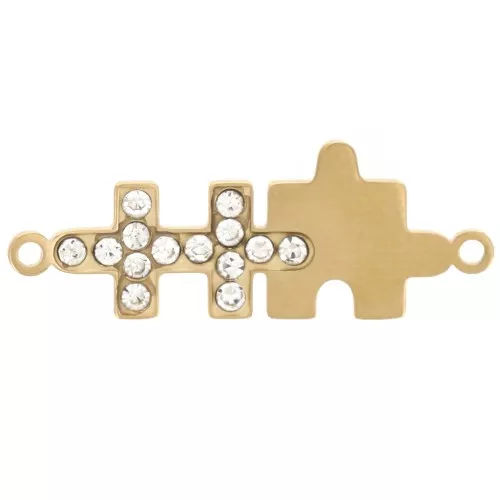 Distanziatore Puzzle 25x9 mm Ossidi di zirconio - Acciaio inossidabile 304L Dorato x1