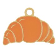 Ciondolo a mezzaluna 13x18 mm in resina epossidica - Acciaio inossidabile 304L Dorato - Arancione x1|raw }}