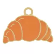 Ciondolo a mezzaluna 13x18 mm in resina epossidica - Acciaio inossidabile 304L Dorato - Arancione x1