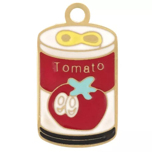 Ciondolo zuppa di pomodoro 18x10 mm in resina epossidica - acciaio inossidabile 304L Dorato - Rosso x1