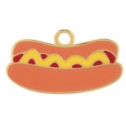 Ciondolo hot dog 10x18 mm in resina epossidica - Acciaio inossidabile 304L Dorato - Multi x1