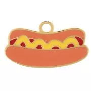 Ciondolo hot dog 10x18 mm in resina epossidica - Acciaio inossidabile 304L Dorato - Multi x1