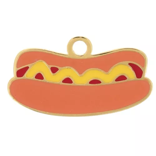 Ciondolo hot dog 10x18 mm in resina epossidica - Acciaio inossidabile 304L Dorato - Multi x1
