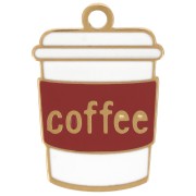 Ciondolo a forma di tazza da caffè 18x12,5 mm in resina epossidica - Acciaio inossidabile 316L Dorato - Marrone