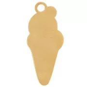 Ciondolo a forma di cono gelato 18x8 mm Resina epossidica - Acciaio inossidabile 304L Dorato x1