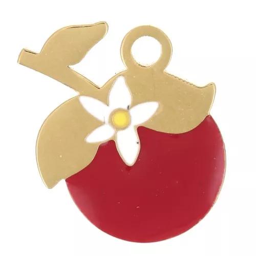Ciondolo arancione 13x14 mm Resina epossidica - acciaio inossidabile 304L Dorato - rosso x1