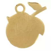 Ciondolo arancione 13x14 mm Resina epossidica - acciaio inossidabile 304L Dorato - rosso x1