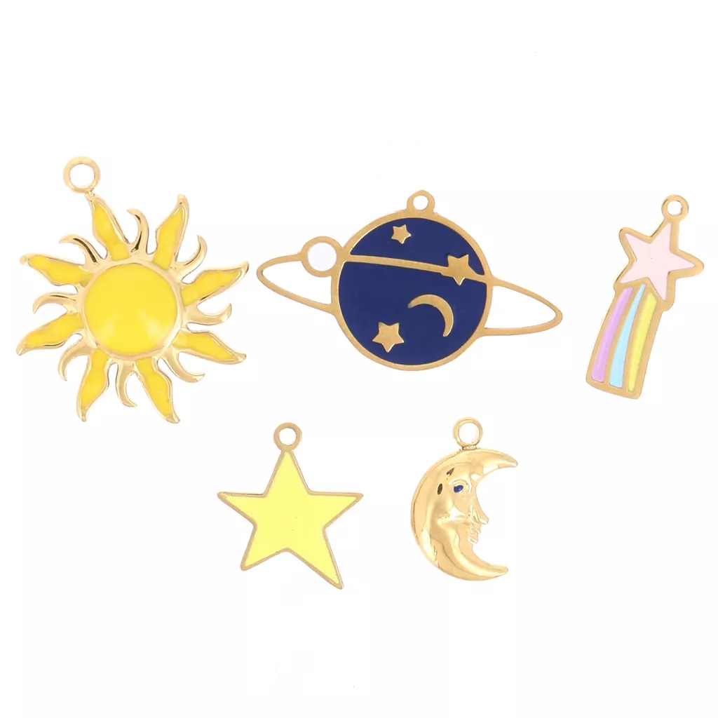 Soul-Cats 1 pair di Fakeplug star glitter Plug orecchini in acciaio inox argento zirconi, colore: arcobaleno