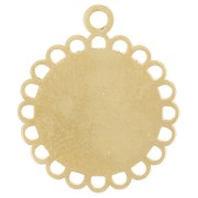 Ciondolo rotondo da 15 mm - motivo a fiocco - Resina epossidica - Acciaio inossidabile 304L Dorato x1