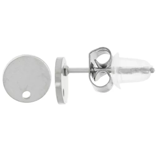 Orecchini tondi lisci da 6 mm - Acciaio inossidabile 316L x2