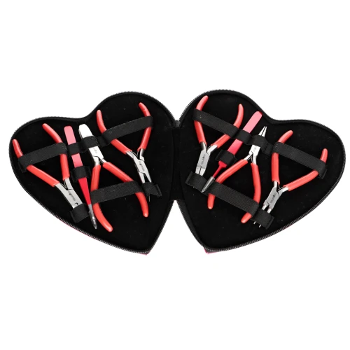 Set di 6 pinze e 2 utensili con custodia a forma di cuore x1