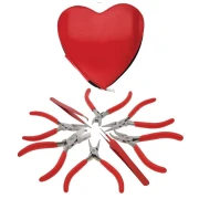 Set di 6 pinze e 2 utensili con custodia a forma di cuore x1
