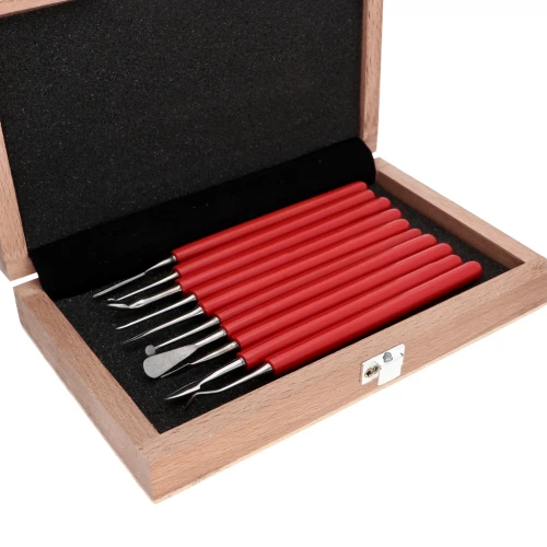 Set di 10 accessori per modellare la pasta polimerica di Perla - Rosso x1