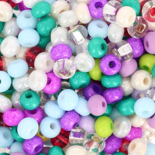 Preciosa Perle di semi 6/0 4 mm - Mix Viola - Turchese - Bianco x20g