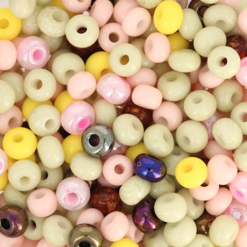 Preciosa Perle di semi 6/0 4 mm - Mix Khaki - Nudo - Giallo x20g