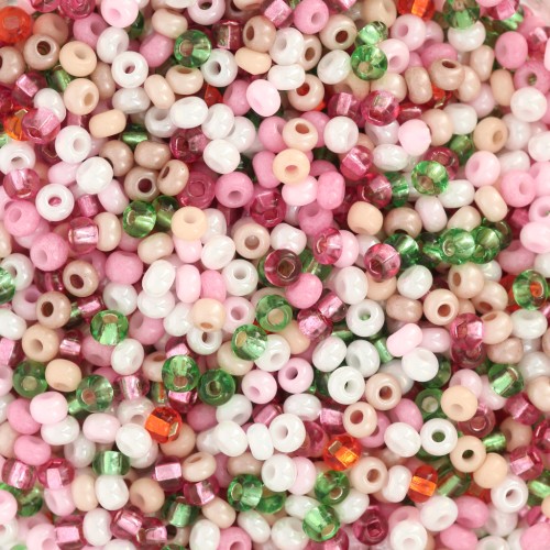 Perla Preciosa 11/0 2 mm - Assortimento bianco - rosa - verde x 20 g