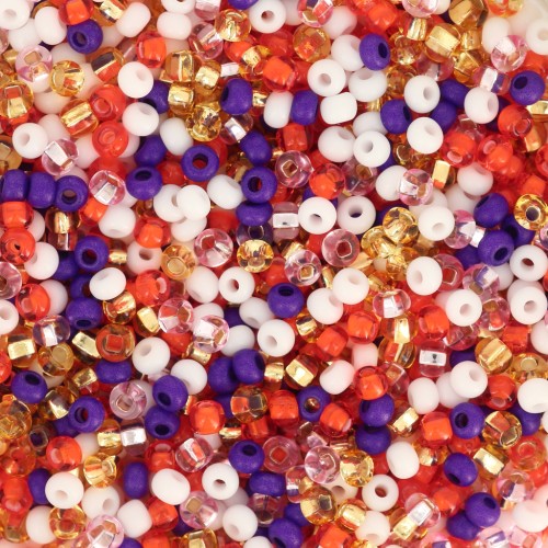 Perla Preciosa 11/0 da 2 mm - Assortimento bianco - arancione - viola x 20 g