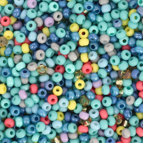 Perla Preciosa 11/0 da 2 mm - Mix turchese - verde - arancione x 20 g