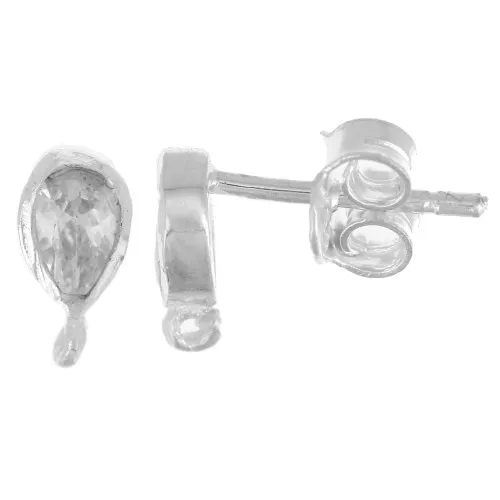 Orecchini a goccia in ossido di zirconio 8x4 mm - Argento 925 - Cristallo x2