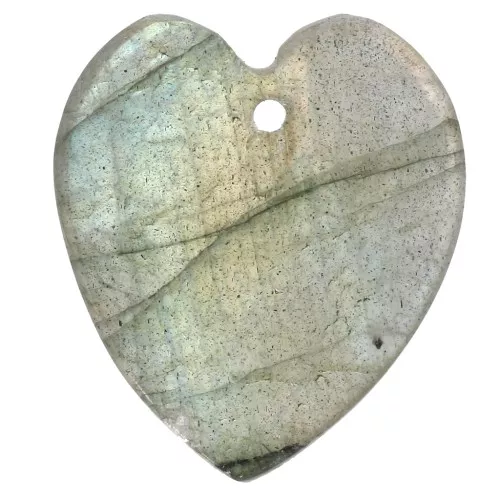 pendente in pietra semipreziosa cuore piatto 19x16 mm - Labradorite x1
