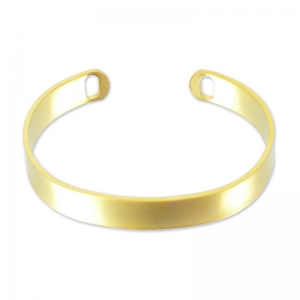Bracciale a girocollo ovale con 2 fori, 16 cm - Dorato con oro fino satinato x1