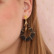 Orecchini a cerchio gocce 44x23 mm Dorato x2