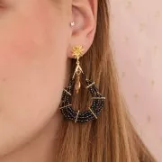 Orecchini a cerchio gocce 44x23 mm Dorato x2